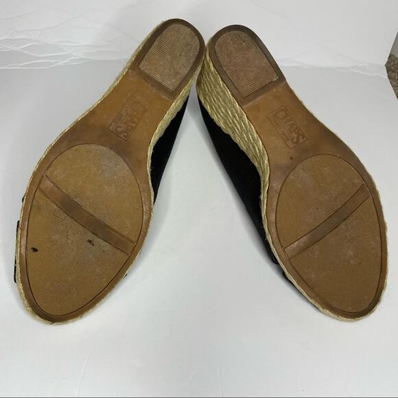 CHAPS Canvas Espadrille Wedge Womens Size 9 1/2 Black Summer Minimalist Sandal - Picture 6 of 7